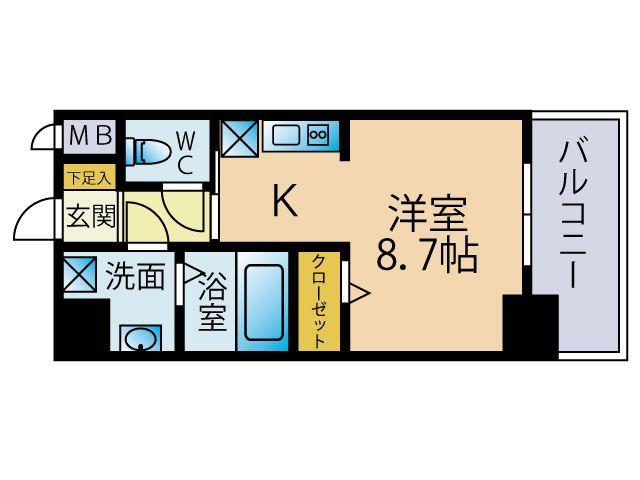 ブレス学研都市(ワンルーム/5階)の間取り写真