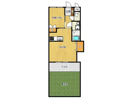 VERVEINベルベーヌ(1LDK/1階)の間取り写真