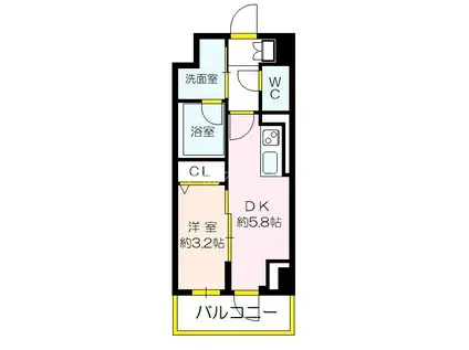 セルン新町(1DK/4階)の間取り写真