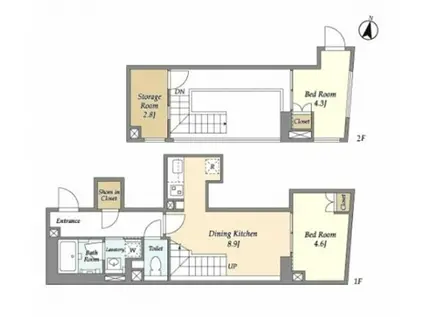 コンフォリア本駒込一丁目(2SLDK/1階)の間取り写真