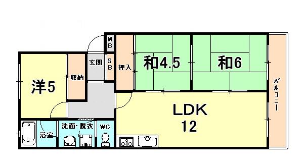 ティアラ武庫川(3LDK/2階)の間取り写真