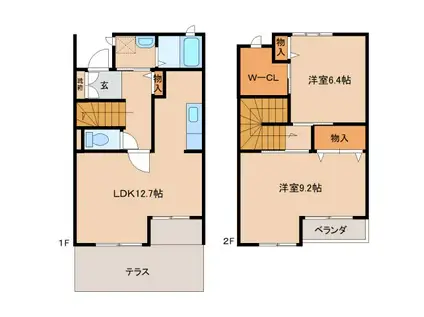 スプリングヒルズ(2LDK/1階)の間取り写真