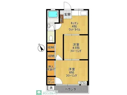 第1登戸コーポ(2K/4階)の間取り写真