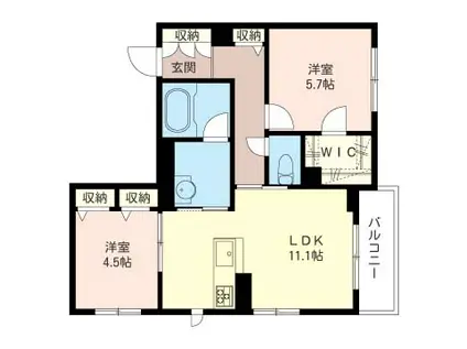 プログレス新ゆり(2LDK/2階)の間取り写真