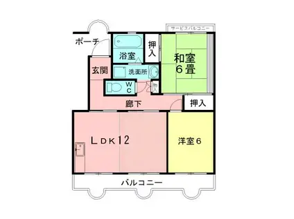 グランドゥール(2LDK/4階)の間取り写真