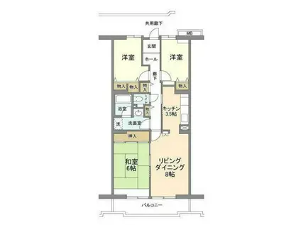 コーポレート中央林間2号棟(3LDK/1階)の間取り写真