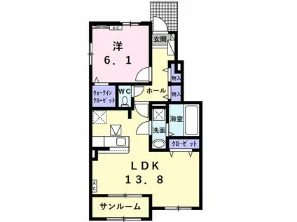 フィオーレ加賀野 B(1LDK/1階)の間取り写真