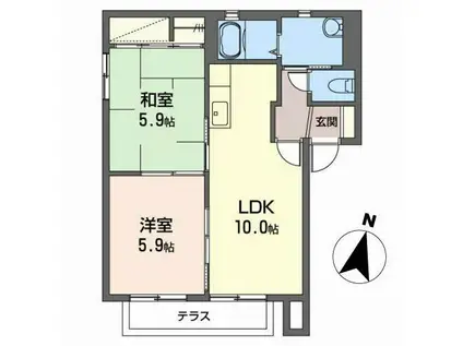 ディアスF D(2LDK/2階)の間取り写真