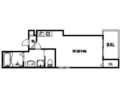 大橋町9丁目マンション(1K/2階)の間取り写真