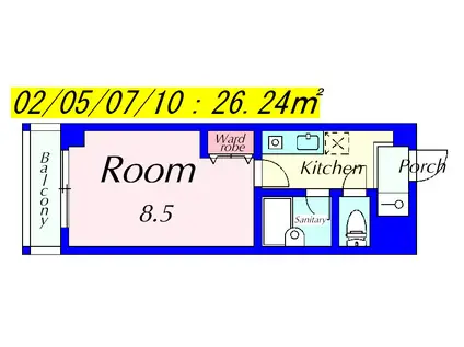 クローバーハイツⅢ(1K/1階)の間取り写真