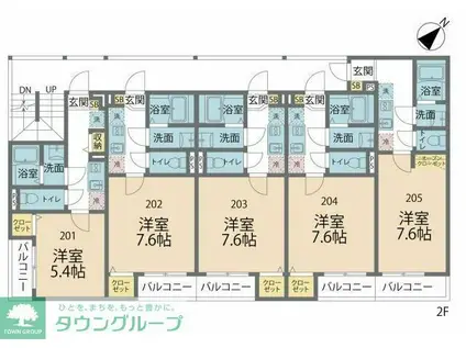 カインドネス小田急相模原V(1K/2階)の間取り写真