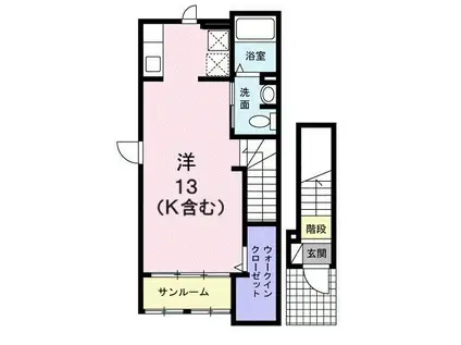 グラース・エム(ワンルーム/2階)の間取り写真