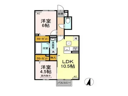 アヴィータ(2LDK/1階)の間取り写真