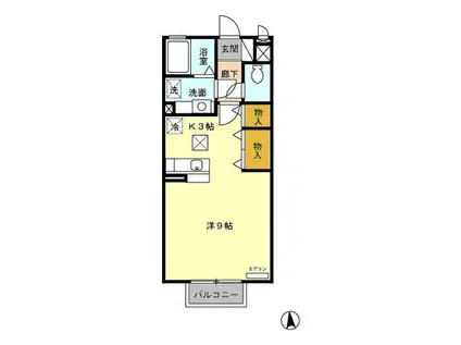 レジェンド ワコーB(ワンルーム/1階)の間取り写真