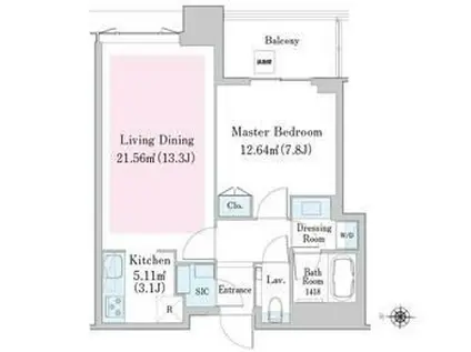 中野ステーションレジデンス(1LDK/16階)の間取り写真