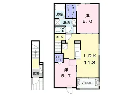 アグリウムII(2LDK/2階)の間取り写真
