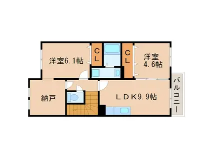 J ARDIN DE TOURNESOL(2SLDK/2階)の間取り写真