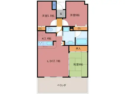 マノー取手ヒルズ(3LDK/7階)の間取り写真