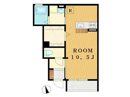 ルシェロ(ワンルーム/1階)の間取り写真