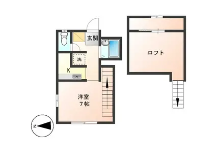 ビートルズハウス(1K/1階)の間取り写真