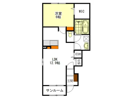 第四東雲 A・B棟(1LDK/1階)の間取り写真