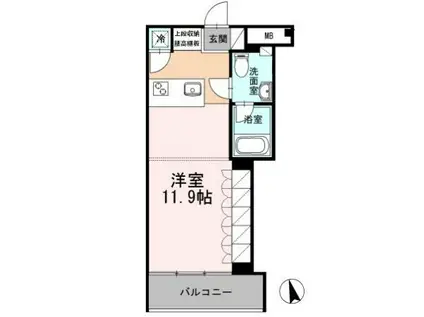 カスタリア目黒長者丸(ワンルーム/1階)の間取り写真