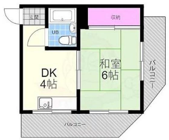 エステートショーヂNO2(1DK/4階)の間取り写真