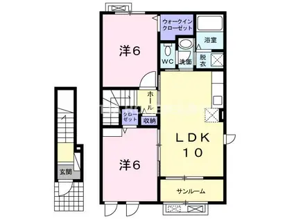トライトリー宮ノ前 III(2LDK/2階)の間取り写真