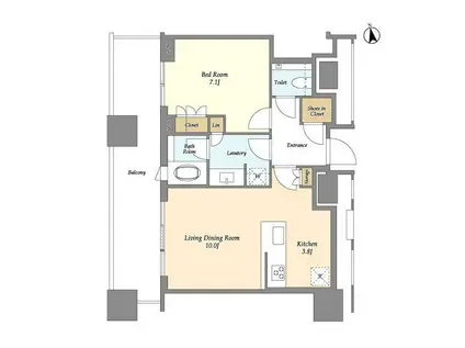 ブランズ渋谷桜丘(1LDK/20階)の間取り写真