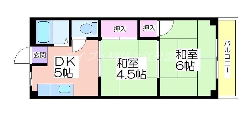 ニューハイムゆたか(2DK/1階)の間取り写真