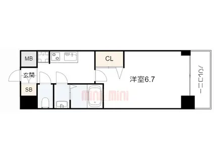 プレサンス ハーバーランド アンド・シー(1K/10階)の間取り写真