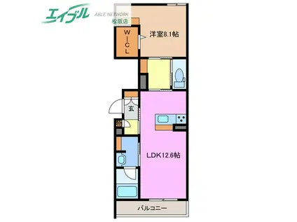 シャーメゾン松阪中央(1LDK/1階)の間取り写真