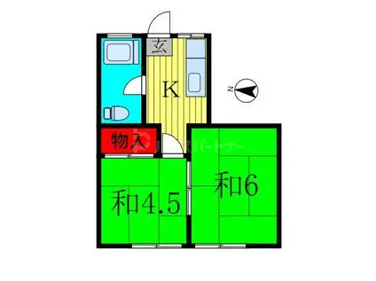 かしわコーポ(2K/2階)の間取り写真