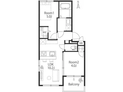 ビクトリーガーデン中落合(2LDK/4階)の間取り写真