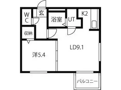 セラムビル円山(1LDK/3階)の間取り写真