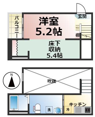 ルミエール十一番町(1SK/1階)の間取り写真