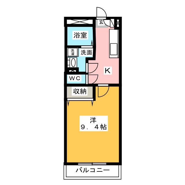グローリアス ヒルK(1K/2階)の間取り写真