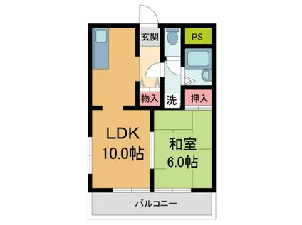 ロイヤルメゾン甲子園口III(1LDK/2階)の間取り写真