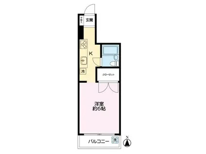 クレール川崎(1K/2階)の間取り写真