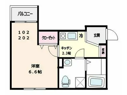 ソレイユ本蓮沼(1K/1階)の間取り写真