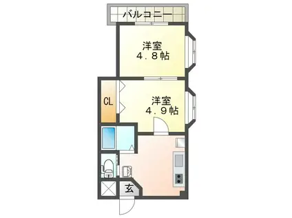 ノースヴィレッジ芳斉(2K/7階)の間取り写真