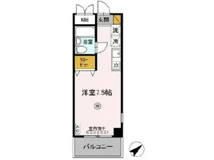メールオフィスエスケービル(ワンルーム/3階)の間取り写真