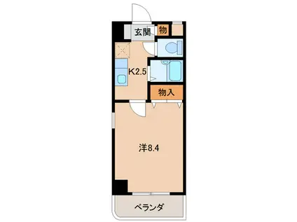 ウイング黒田(1K/2階)の間取り写真