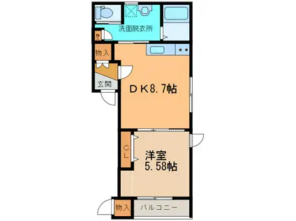 LIENIV(1DK/1階)の間取り写真