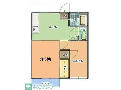 フラワーハイツ姫宮(2DK/1階)の間取り写真