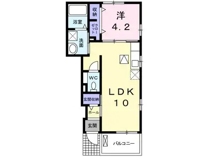 サフィール D(1LDK/1階)の間取り写真