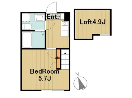 クアージ聖蹟桜ヶ丘(1K/1階)の間取り写真