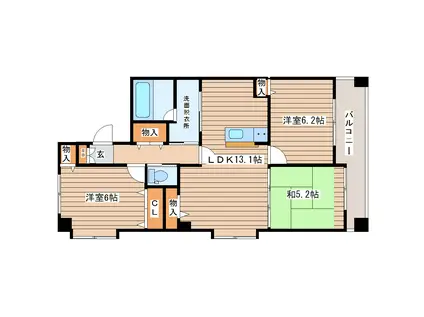 PROT K(3LDK/2階)の間取り写真