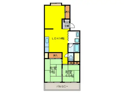 第一地録ビル(2LDK/2階)の間取り写真