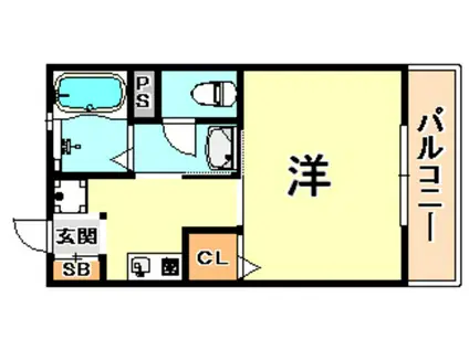 ディアス灘北通(1K/2階)の間取り写真